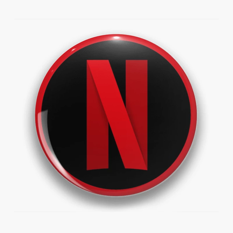 Netflix Streaming Service Logo in Red and Black Circle Pin