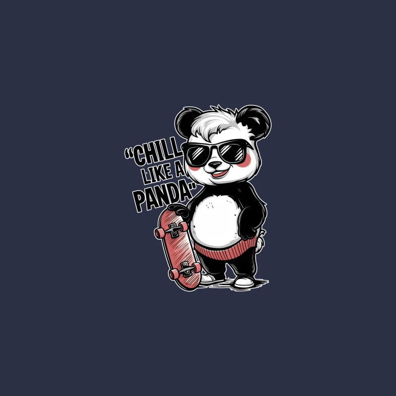 Cool Skateboarding Panda with Sunglasses and Chill Slogan Bucket Hat