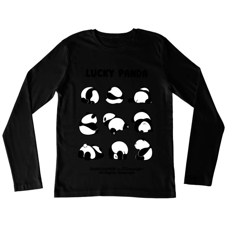 Süße Pandabär-Gesichter Damen Langarm T-Shirt