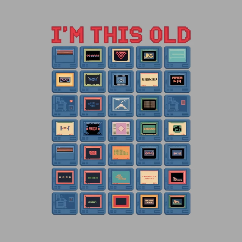 Vintage Computer Screens Collection Showcasing Retro Gaming History Male Pullover Hoodie