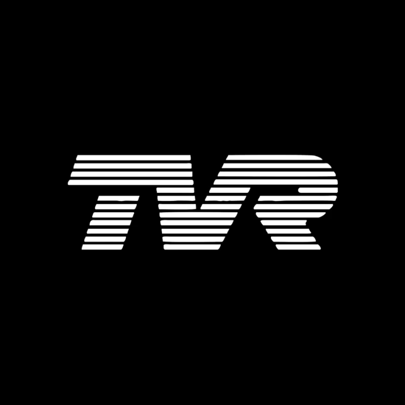 Minimalist TVR Logo Design with Line Pattern Pin