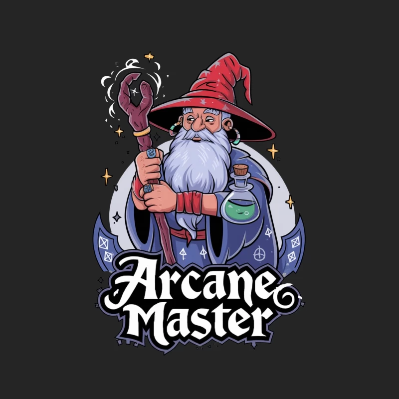 Arcane Master: Whimsical Cartoon Wizard with Magic Potion Male Pullover Sweatshirt