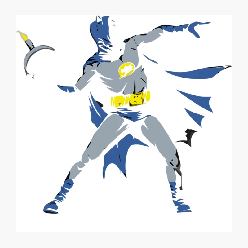 Stylized Batman Superhero Illustration in Action Pose Pin