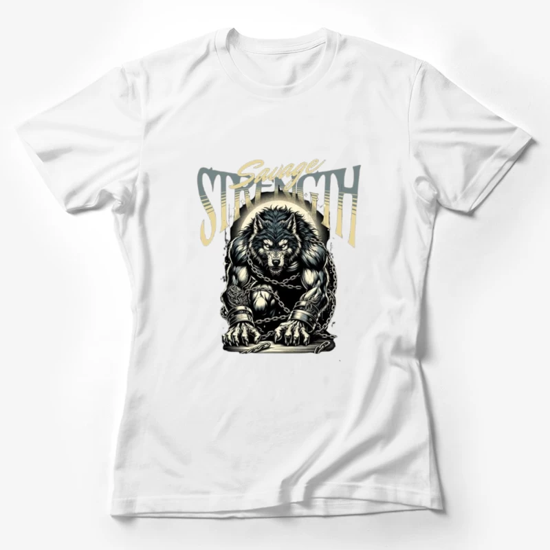 Savage Strength: Chained Werewolf Dark Art Female T-Shirt