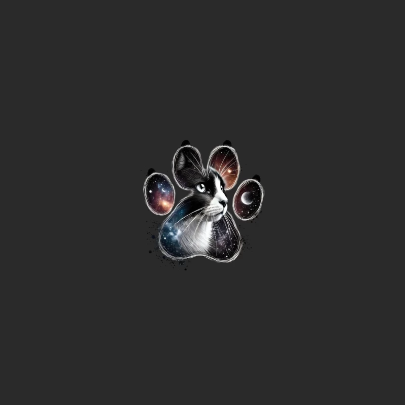 Cosmic Cat Paw Print Art Baseball Cap