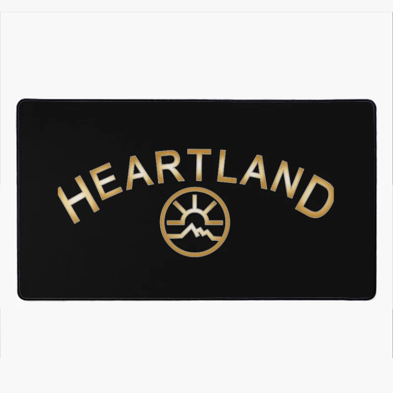 Heartland Hockey Logo with Golden Text and Minimalist Design Desk Mat