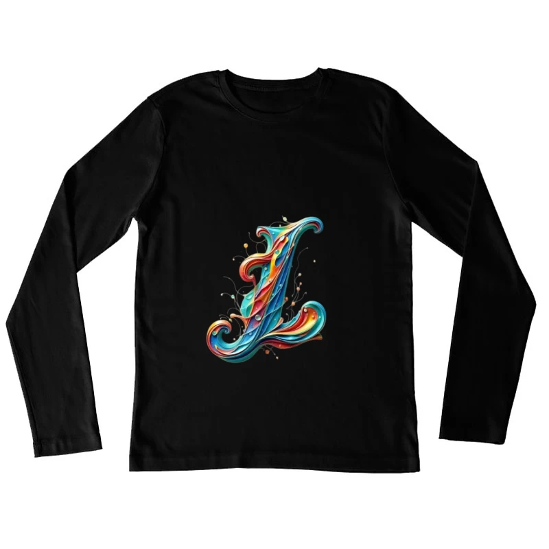 Ornate Quilling Typography: Colorful Letter L Design Female Long Sleeve T-Shirt