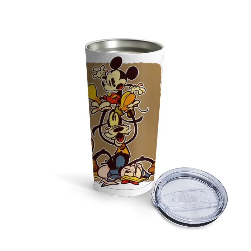 Classic Cartoon Chaos: A Tower of Laughter Travel Mug