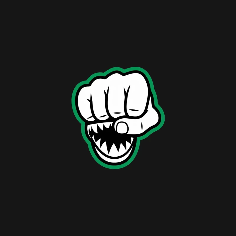 Aggressive Monster Fist Logo with Green Outline Female Long Sleeve T-Shirt