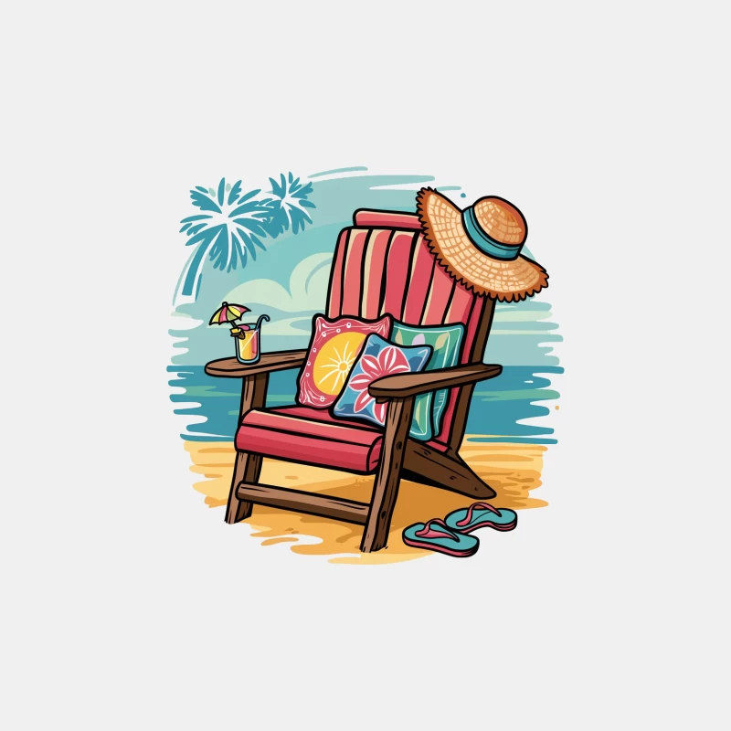 Relaxing Beach Chair Setup with Summer Accessories Male Tank Top