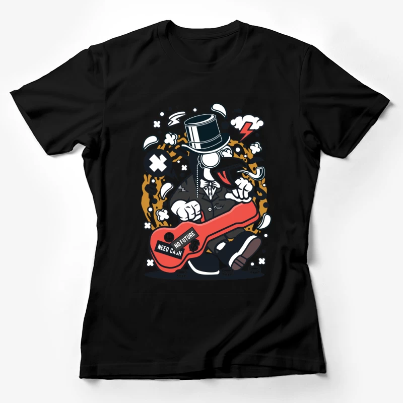 Pingouin rockeur avec étui de guitare Femme T-Shirt