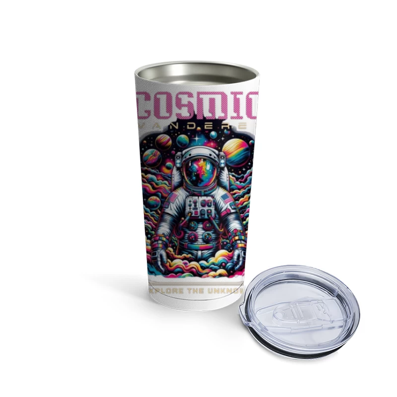 Cosmic Wanderer: Psychedelic Space Exploration Travel Mug