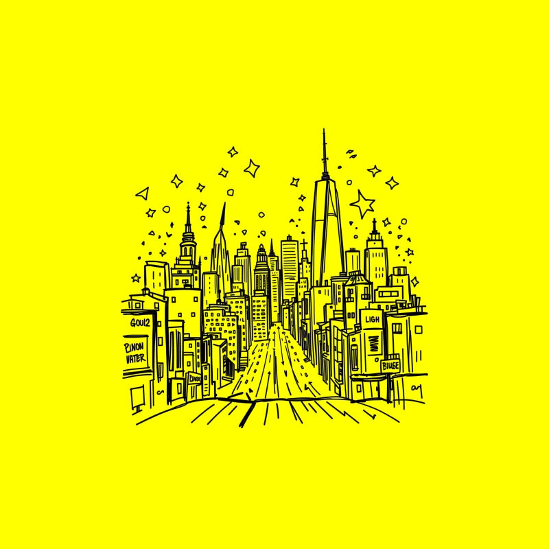 Urban Night Skyline Illustration Travel Mug