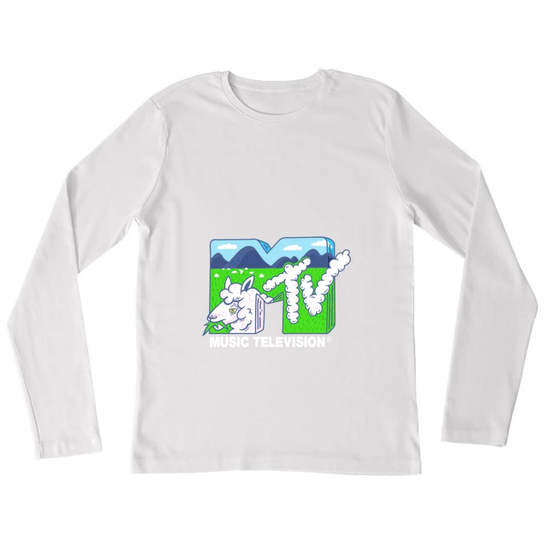 Kreatives MTV-Logo mit Landschaft Damen Langarm T-Shirt