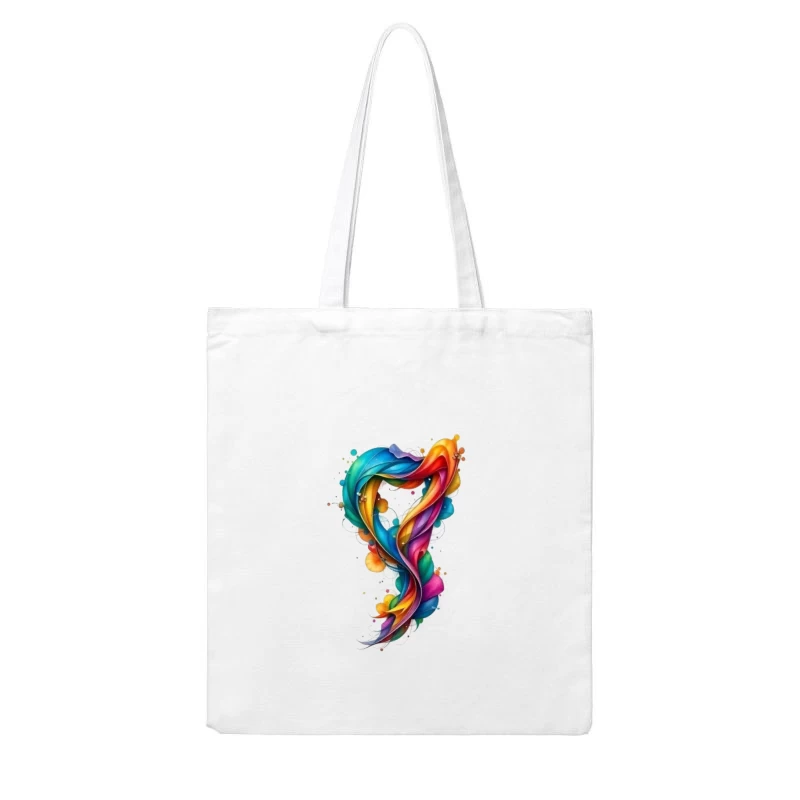 Vibrant Rainbow Swirl Abstract Digital Art Cotton Tote Bag