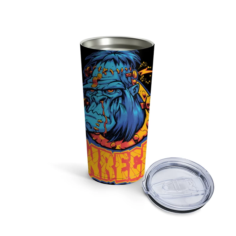 Colorful Cartoon Gorilla Illustration Travel Mug