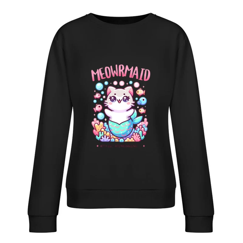 Kawaii Meowrmaid Katze Illustration Damen Pullover Sweatshirt