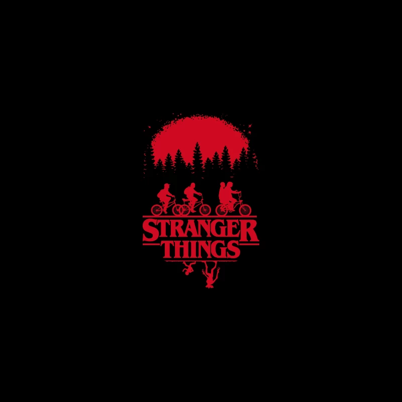 Stranger Things Red Silhouette Poster with Kids on Bikes Travel Mug