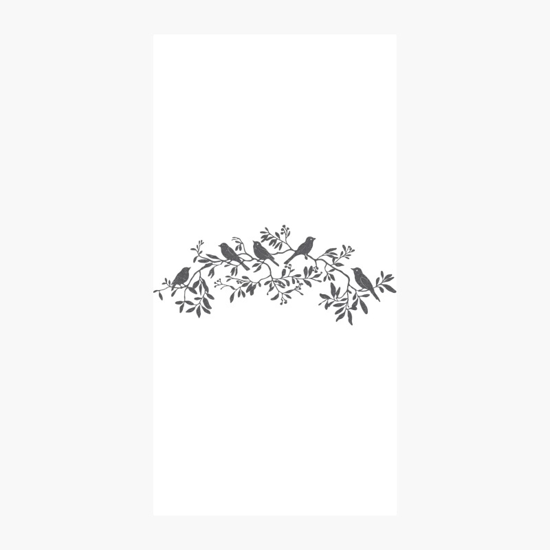 Silhouette Birds on Leafy Branch Illustration iPhone Case