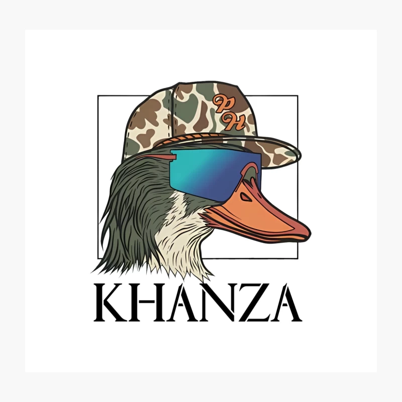 Urban Duck Logo with Camo Hat and Sunglasses - Khanza Mascot Design Throw Pillow