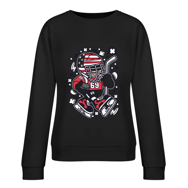 Joueur de hockey américain stylisé Femme Sweat-shirt à enfiler