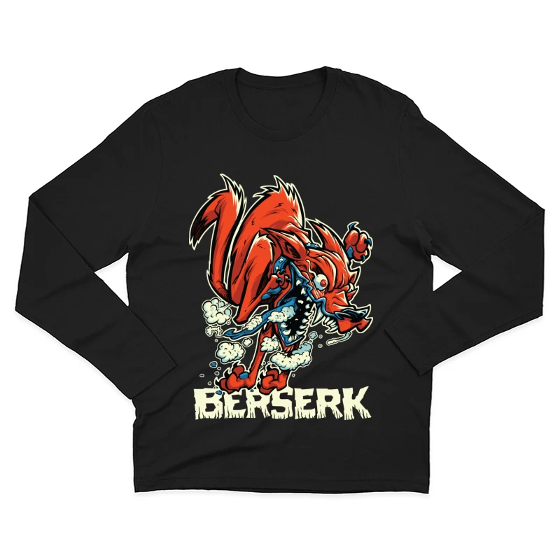 Aggressive Cartoon Wolf Berserk Art Male Long Sleeve T-Shirt