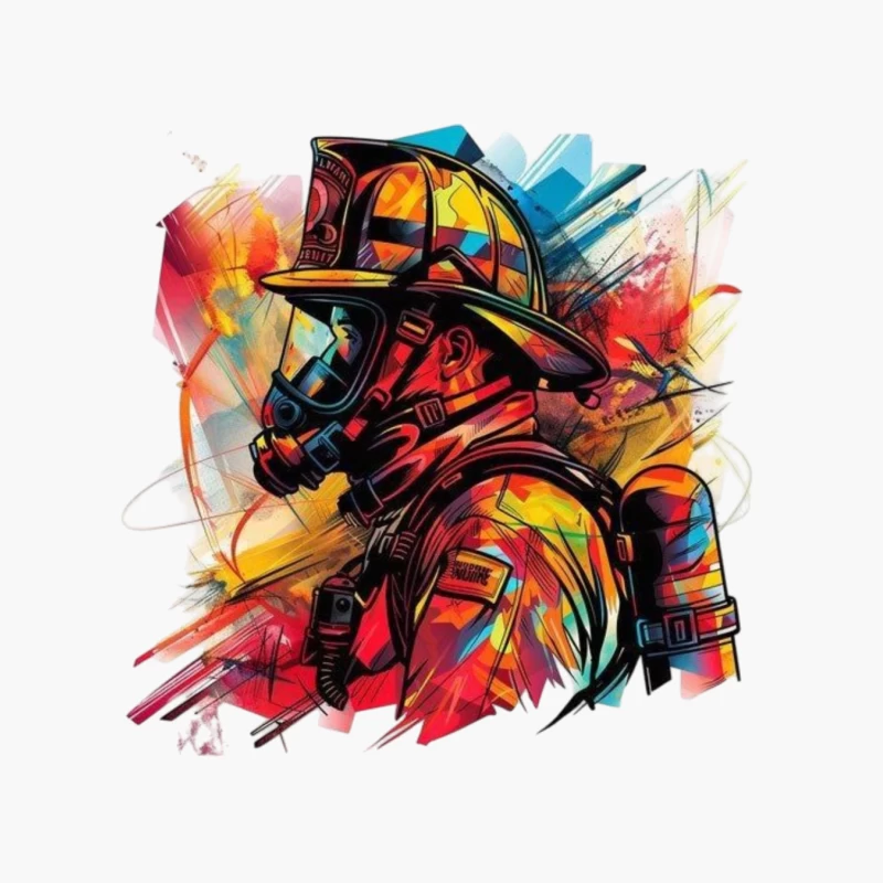 Colorful Portrait of a Firefighter Cotton Tote Bag
