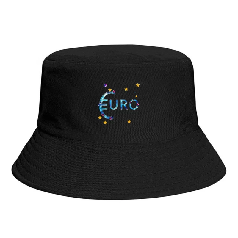 Decorative Crystal Euro Symbol with European Stars Bucket Hat