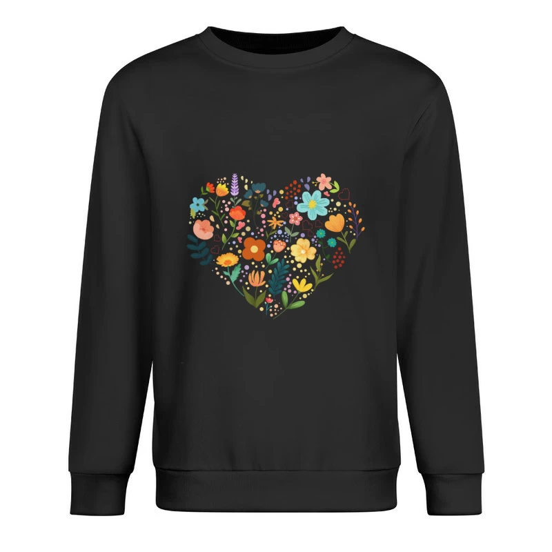 Buntes Herz aus Blumen Herren Pullover Sweatshirt