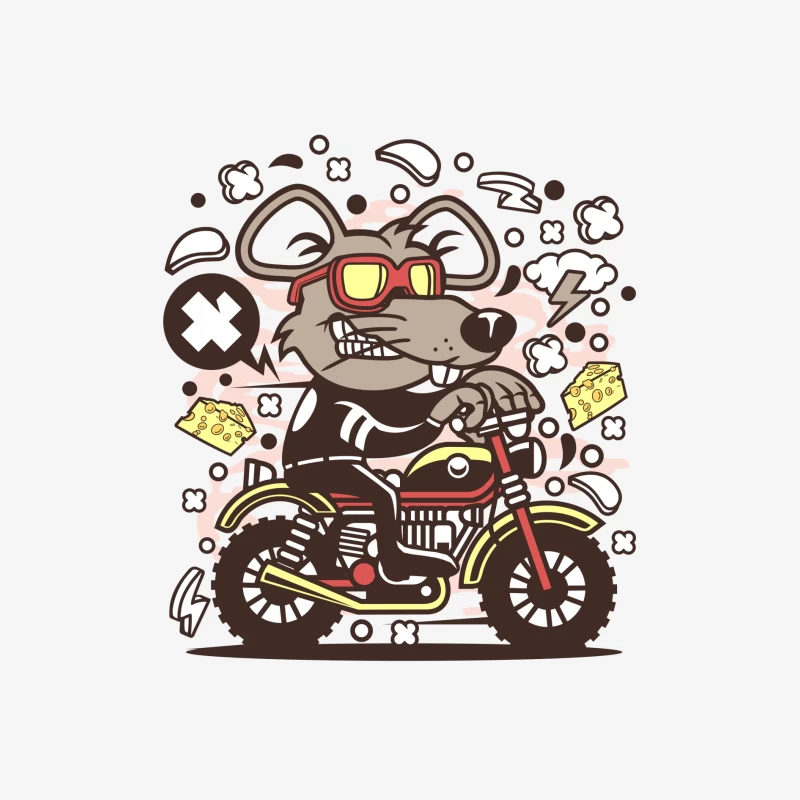 Souris sur moto avec fromage Femme Manches Longues T-Shirt