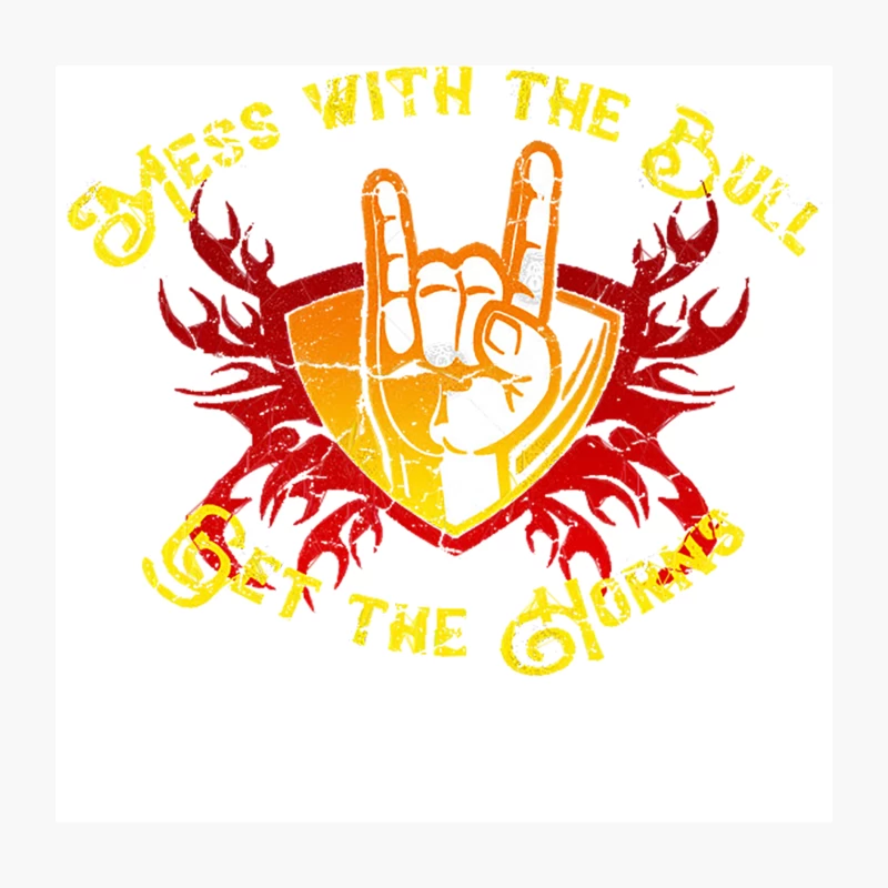 Mess with Bull - Get the Horns, distressed Throw Pillow