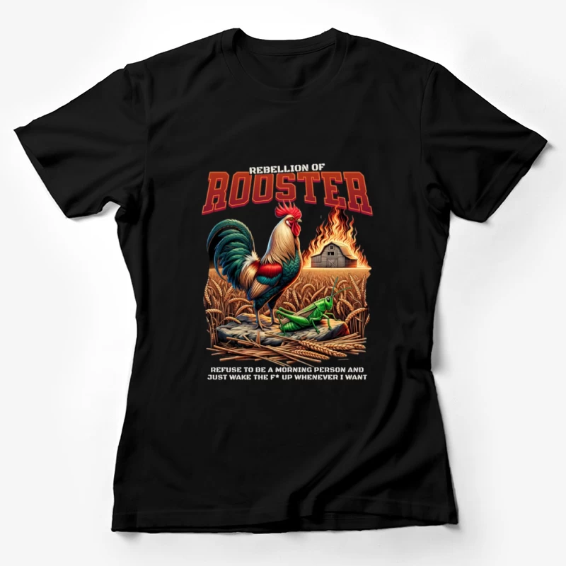 Hahn auf dem Bauernhof mit Feuer Damen T-Shirt