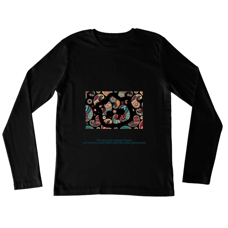 Paisleymuster mit Blumen und Sternmotiv Damen Langarm T-Shirt