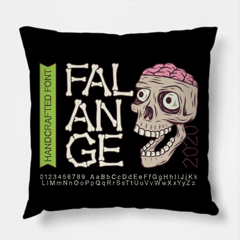 Handcrafted Skull Font Design Throw Pillow