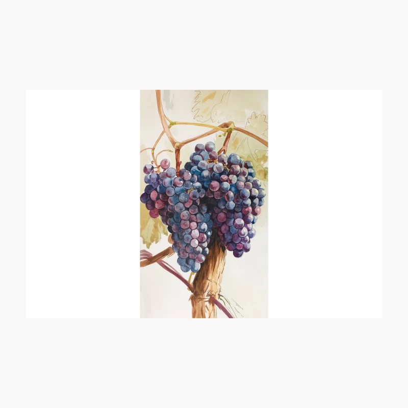Watercolor Painting of Purple Grapes on the Vine Travel Mug