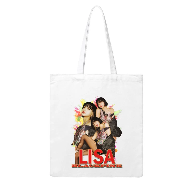 LISA from BLACKPINK: K-pop Fashion and Performance Cotton Tote Bag
