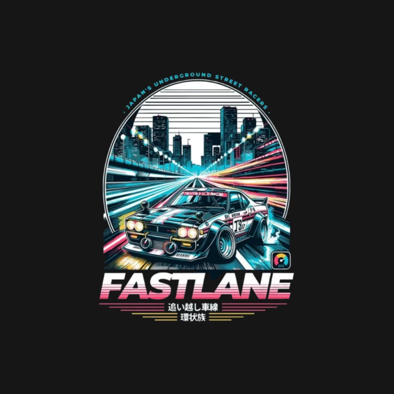 Retro Sports Car Racing Through Neon Cityscape - Synthwave Style Mouse Pad