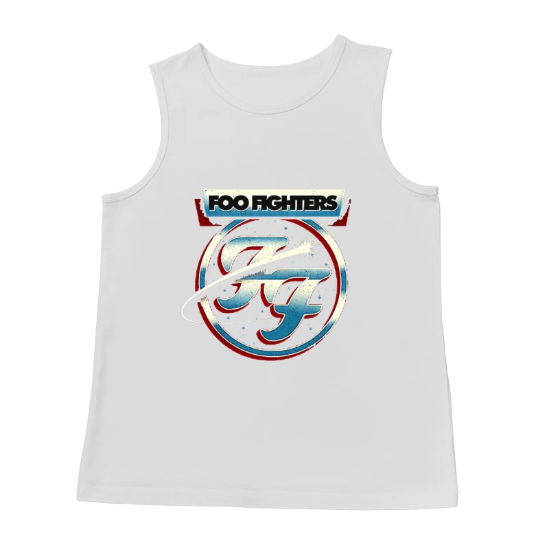 Foo Fighters Classic Circular Band Logo in Red and Blue Male Tank Top