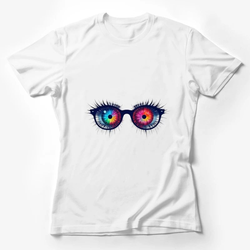 Psychedelic Rainbow Eyes Behind Glasses Female T-Shirt