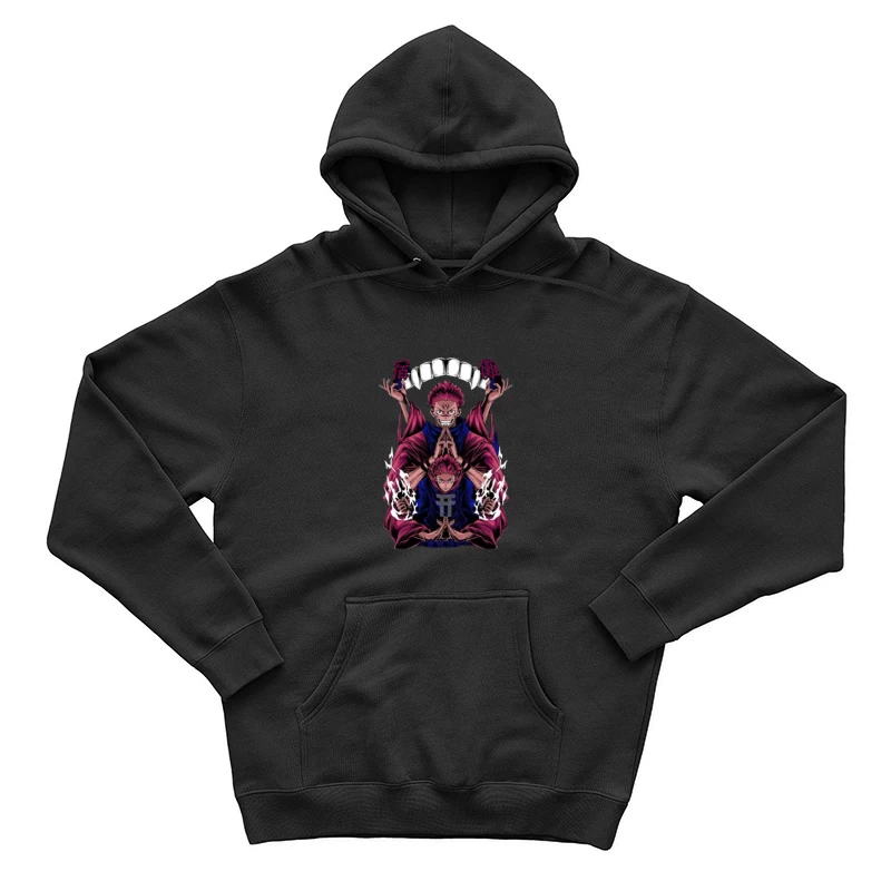 Doppeltes Dämonen-Design mit lodernden Händen Herren Pullover Hoodie