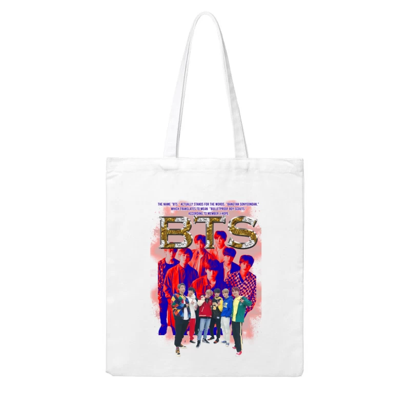 BTS Group Members and Name Meaning Cotton Tote Bag