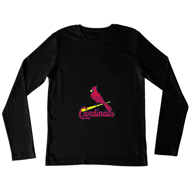 St. Louis Cardinals MLB Team Logo with Red Cardinal Mascot Female Long Sleeve T-Shirt