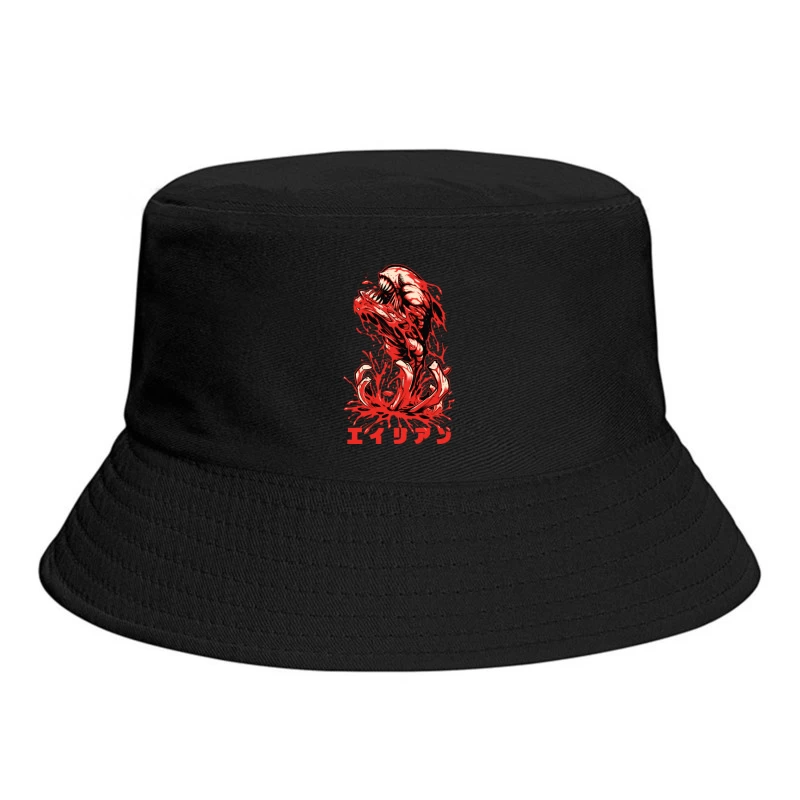 Horror Monster Illustration with Blood Bucket Hat