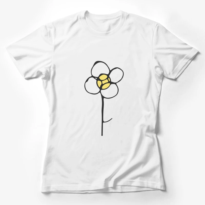 Fleur stylisée en noir et jaune Femme T-Shirt