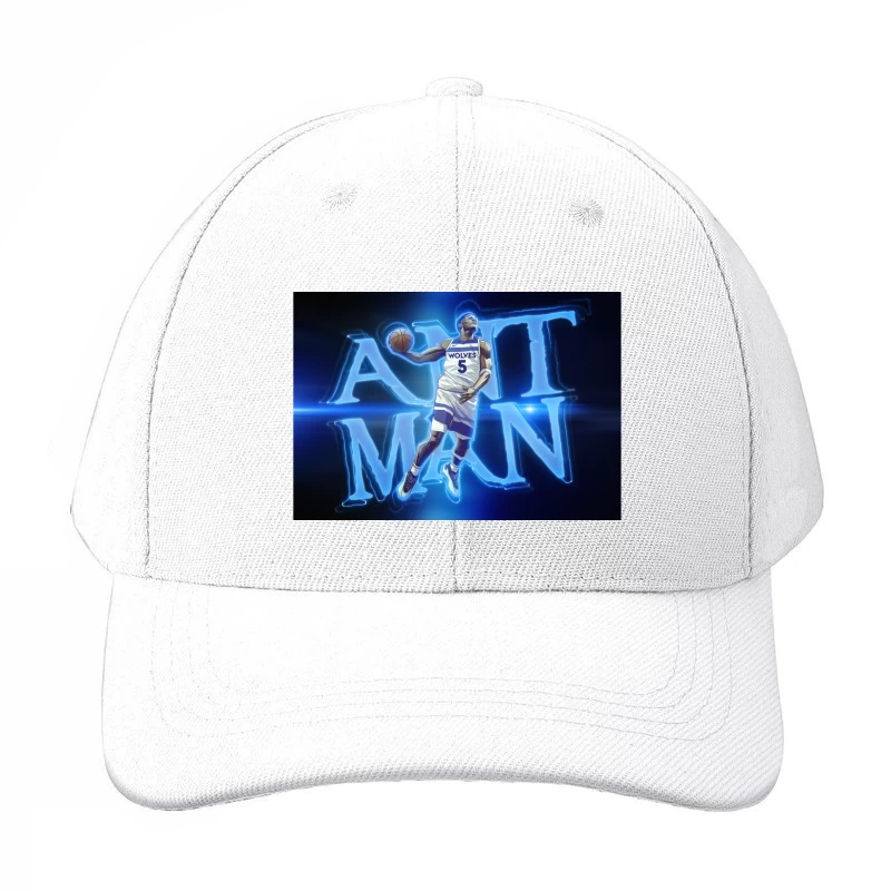 Minnesota Timberwolves Player in Dynamic Neon Blue Basketball Art Baseball Cap