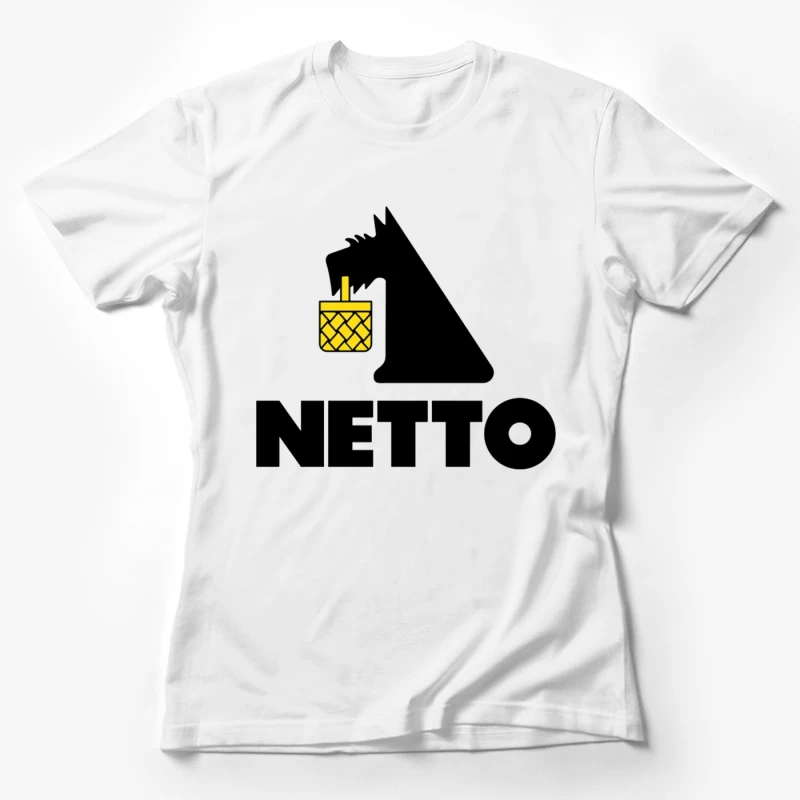 Netto Supermarket Logo with Black Dog and Yellow Basket Female T-Shirt