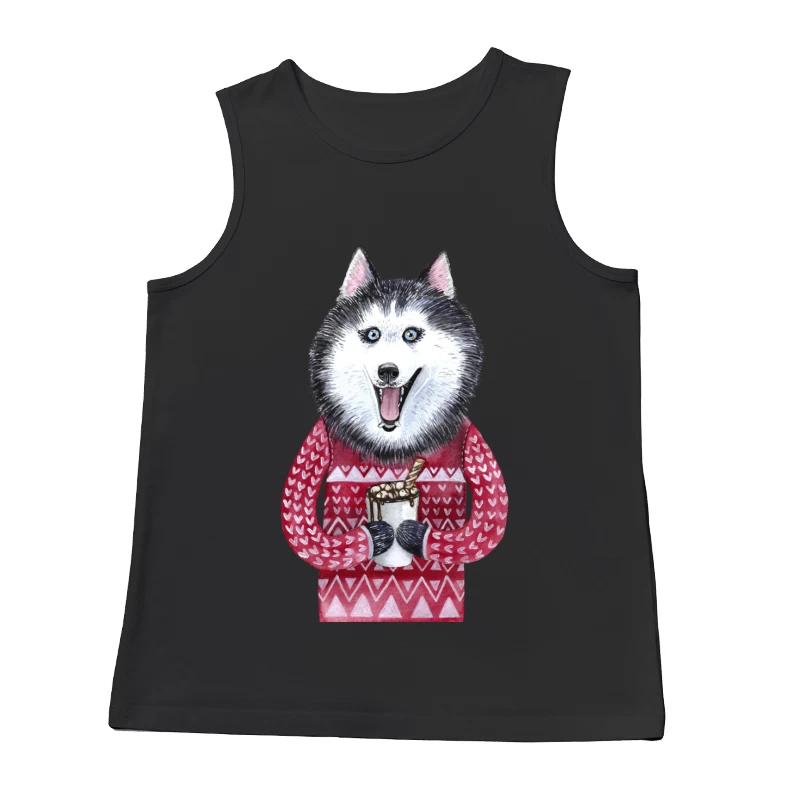 Chien mignon en pull avec chocolat chaud Homme Débardeur