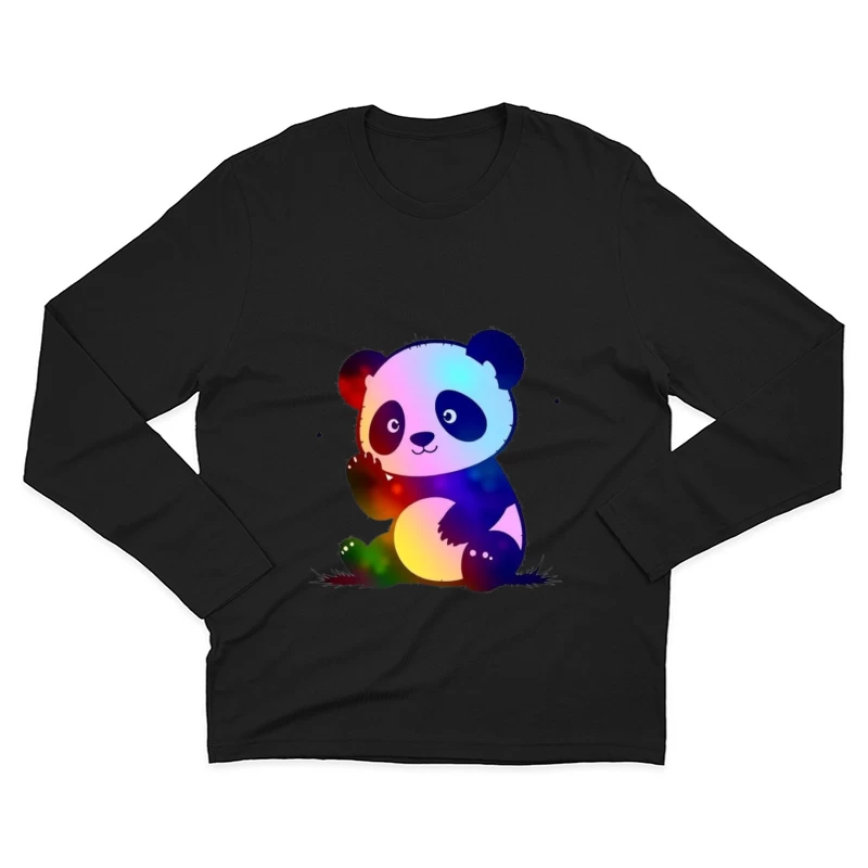 Cute Rainbow Gradient Panda Cartoon Illustration Male Long Sleeve T-Shirt