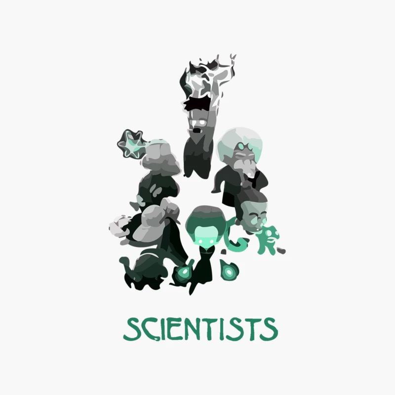Abstract Cartoon Illustration of Green Scientists Characters Cotton Tote Bag
