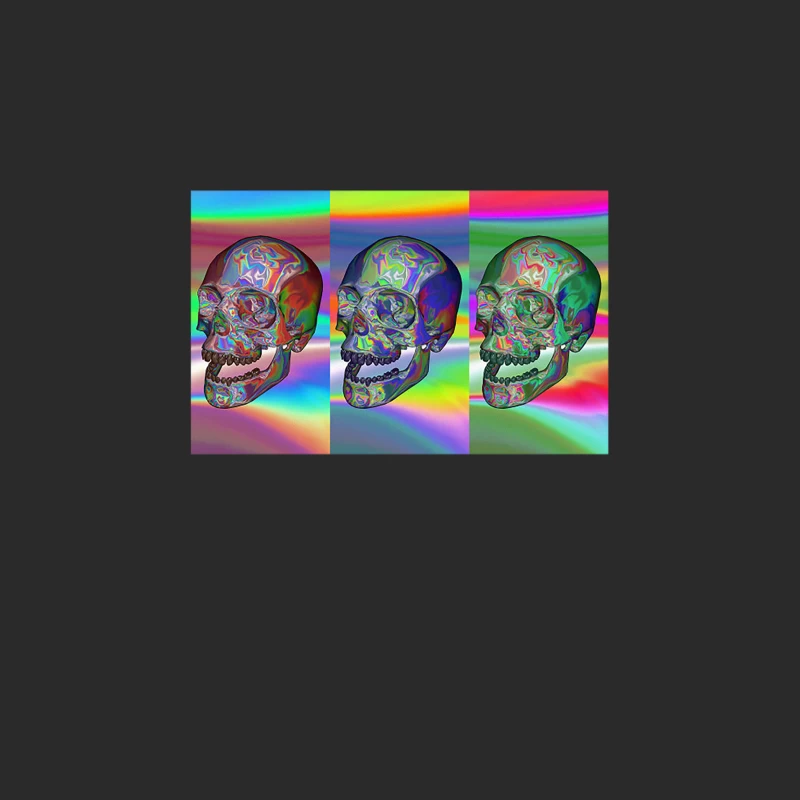 Psychedelic Skull Trio: Vibrant Pop Art Digital Creation Baseball Cap